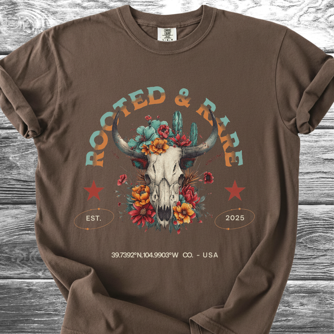 Rooted & Rare Bull Skull TShirt