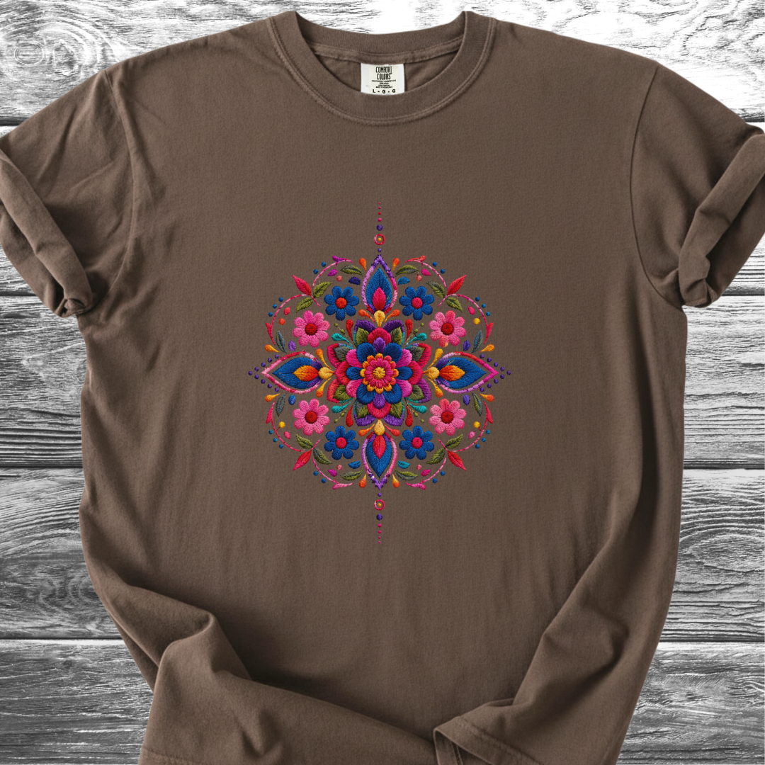 Mandala Mexico PRINTED "Embroidery Style" TShirt