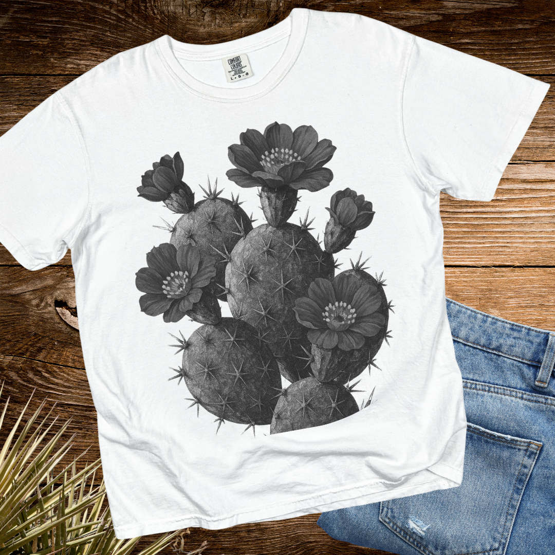 Black & White Flower Cactus TShirt