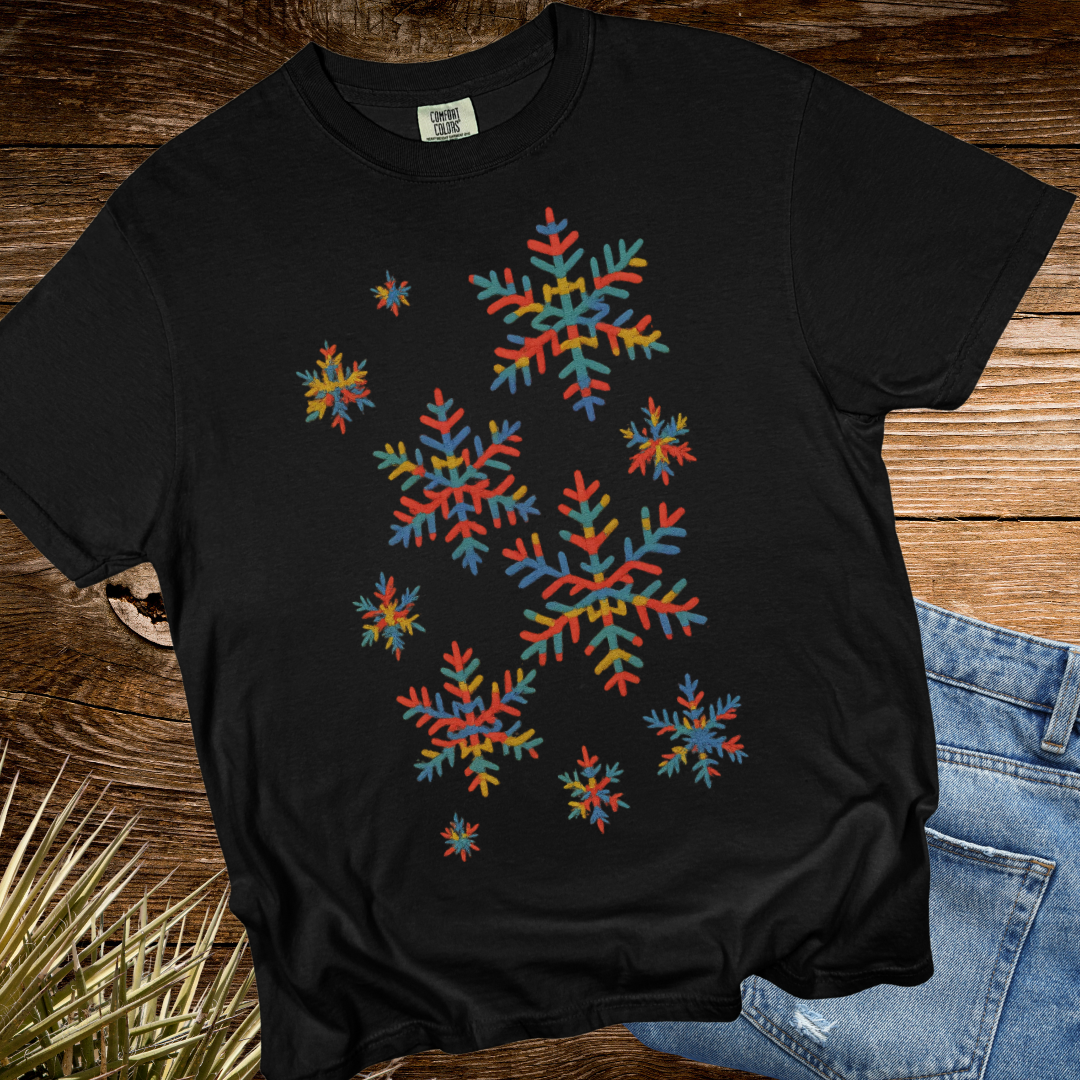 Snowflakes Embroidered Colorful TShirt