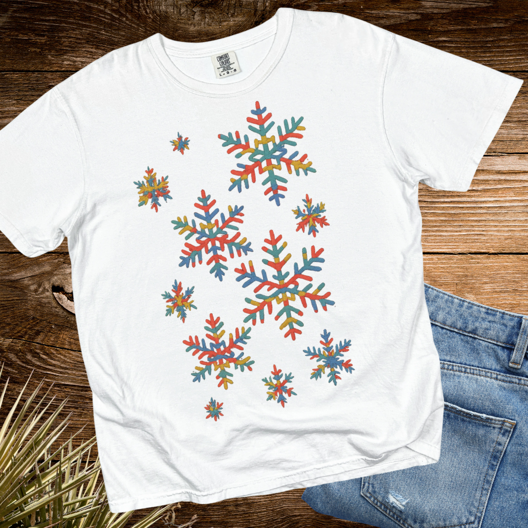 Snowflakes Embroidered Colorful TShirt