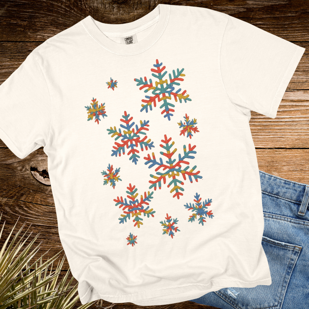 Snowflakes Embroidered Colorful TShirt