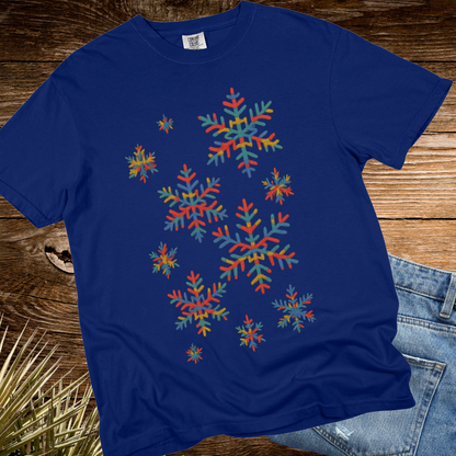 Snowflakes Embroidered Colorful TShirt