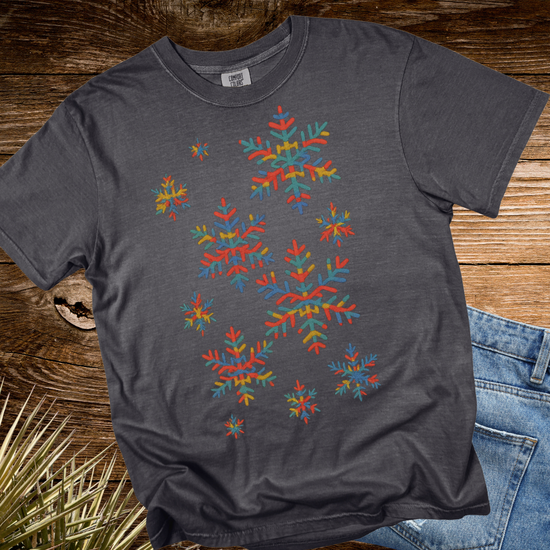 Snowflakes Embroidered Colorful TShirt