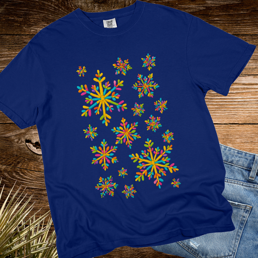 Snowflakes Embroidered Yellow TShirt