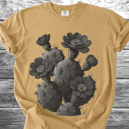 Cactus with Flowers in Black & White TShirt