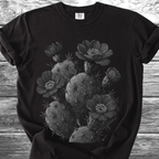 Cactus with Flowers in Black & White TShirt