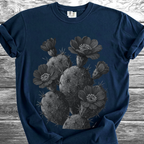 Cactus with Flowers in Black & White TShirt
