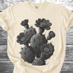 Cactus with Flowers in Black & White TShirt