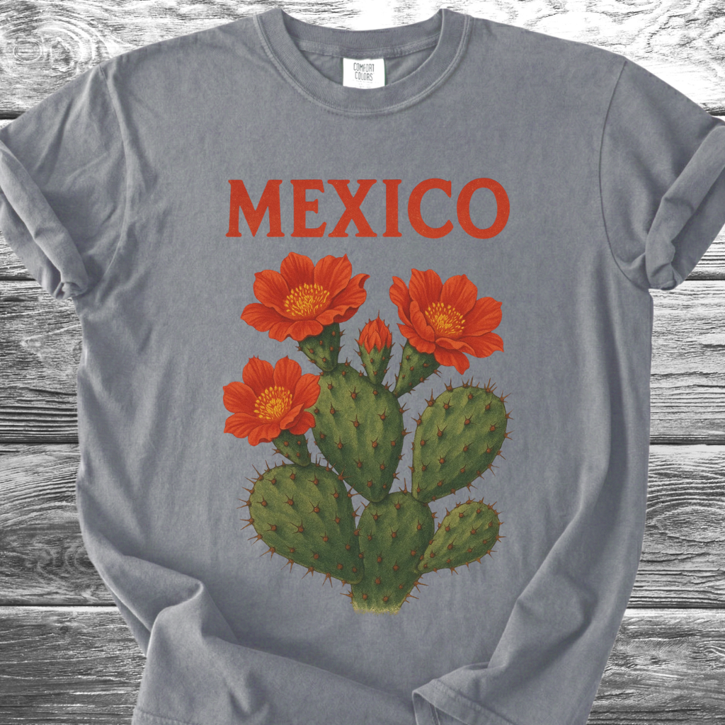 Cactus MEXICO Red Flowers TShirt