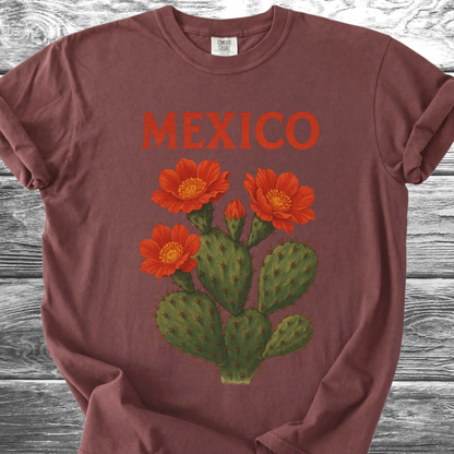 Cactus MEXICO Red Flowers TShirt