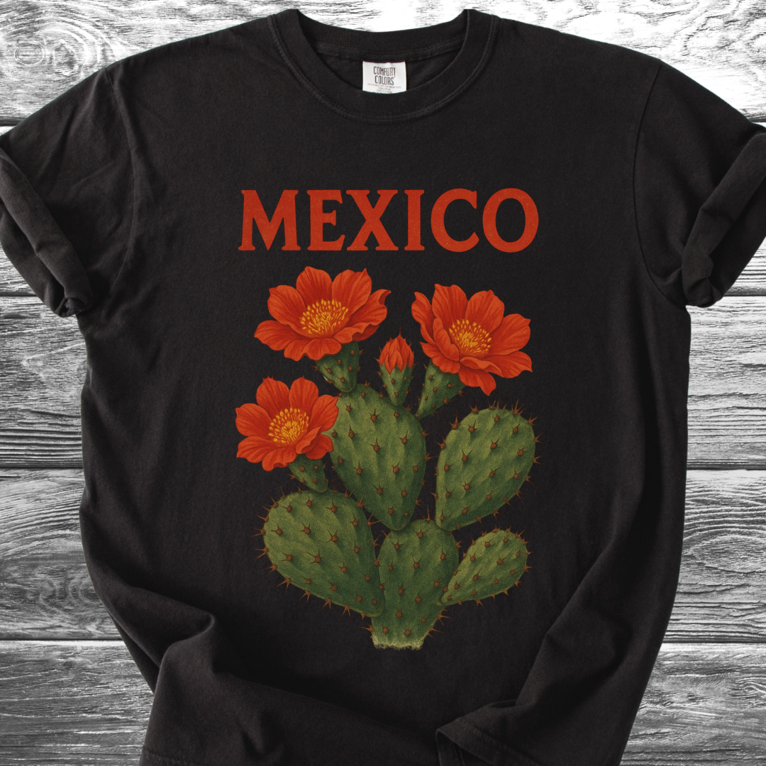 Cactus MEXICO Red Flowers TShirt