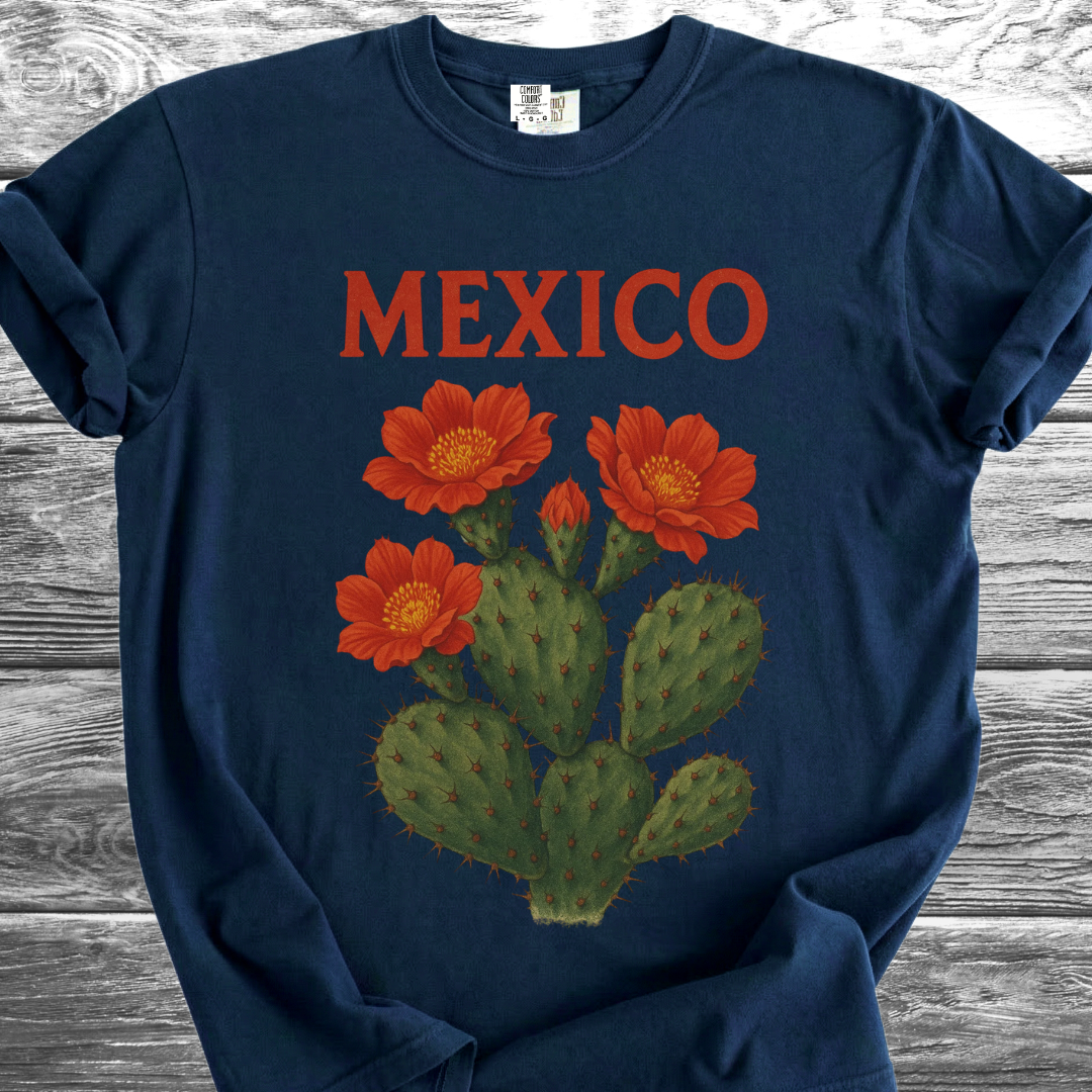 Cactus MEXICO Red Flowers TShirt