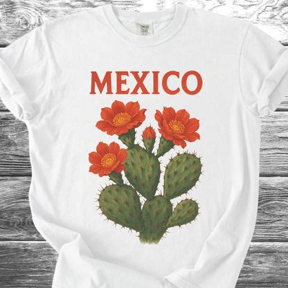 Cactus MEXICO Red Flowers TShirt