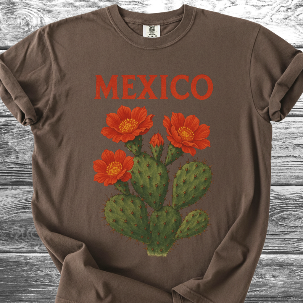 Cactus MEXICO Red Flowers TShirt
