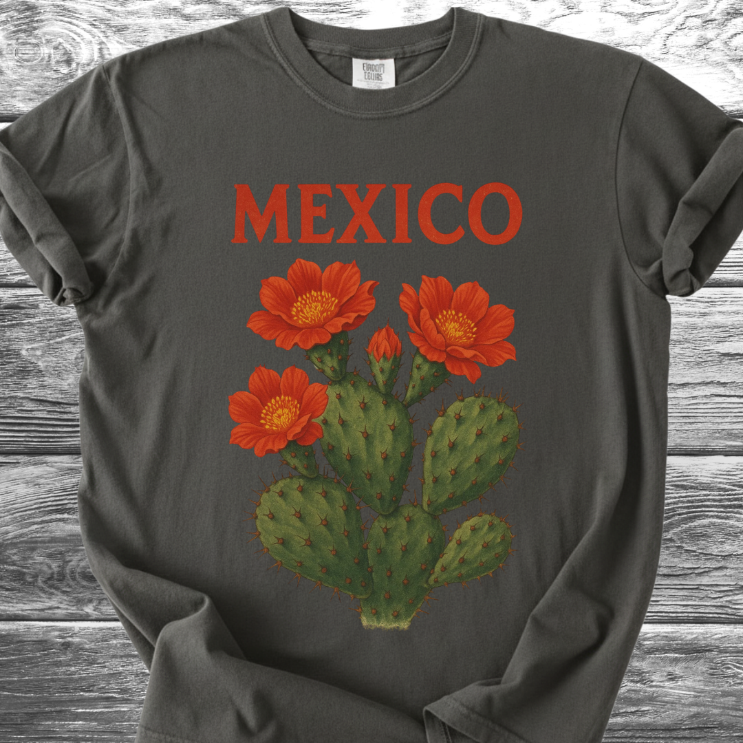 Cactus MEXICO Red Flowers TShirt