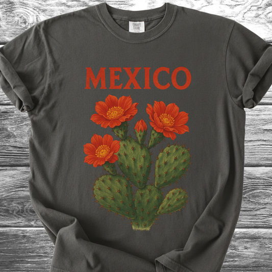 Cactus MEXICO Red Flowers TShirt