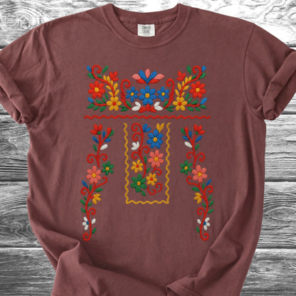 Flowers PRINTED "Embroidery Style" TShirt