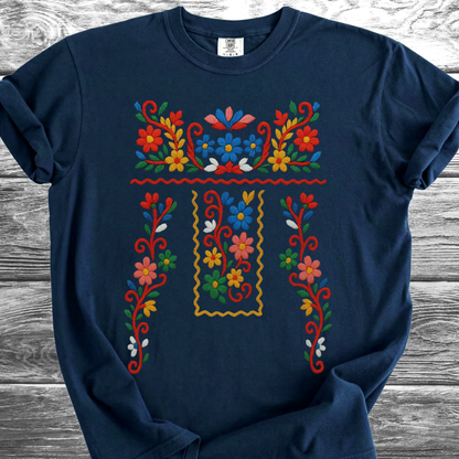 Flowers PRINTED "Embroidery Style" TShirt