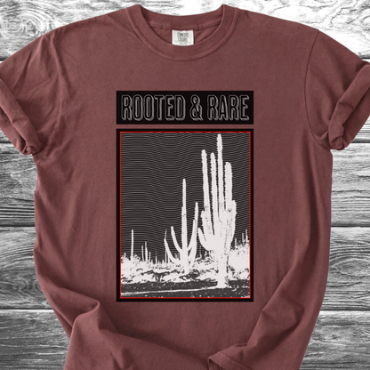 Cactus Rooted & Rare Graphic Black TShirt