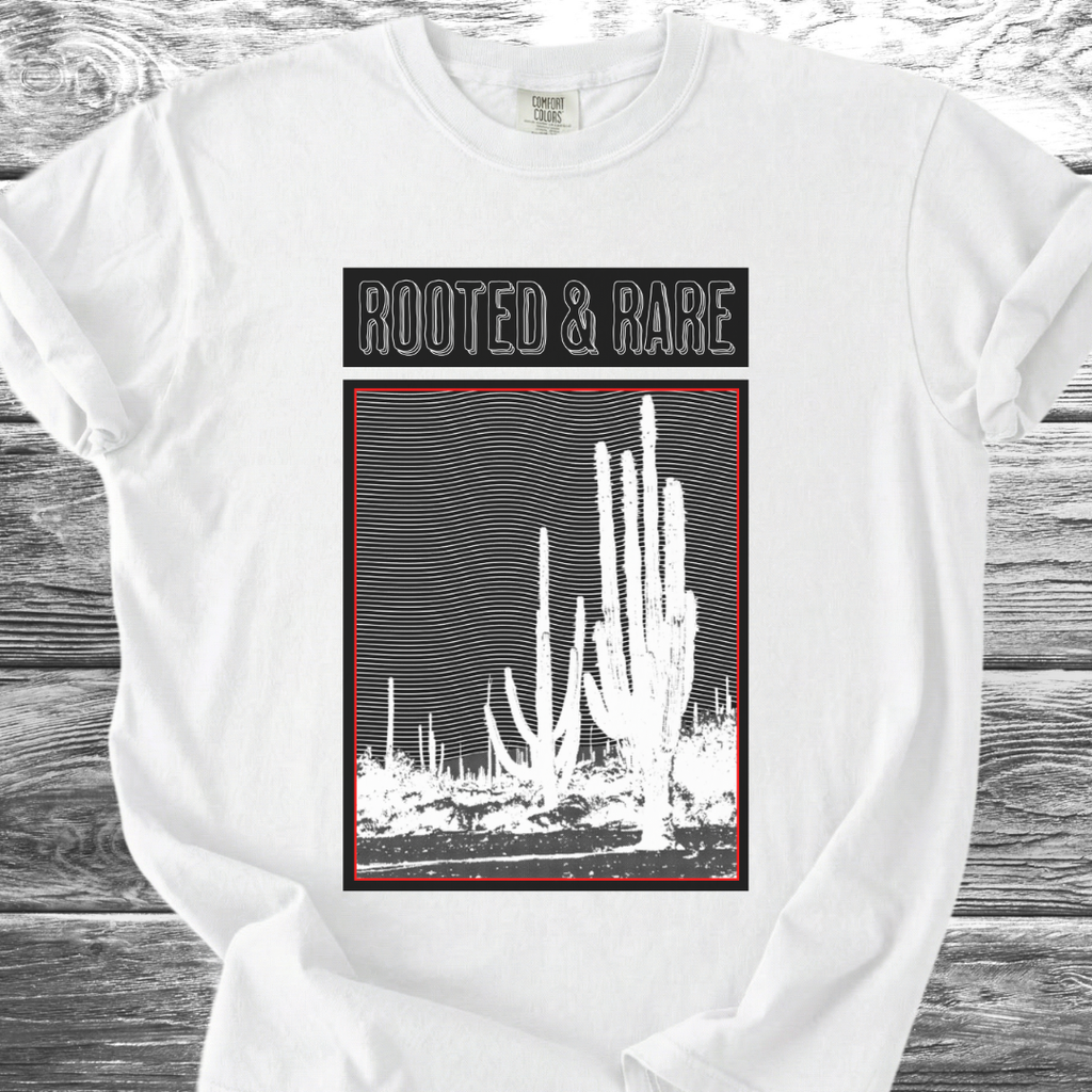 Cactus Rooted & Rare Graphic Black TShirt