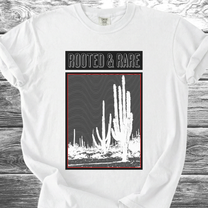 Cactus Rooted & Rare Graphic Black TShirt