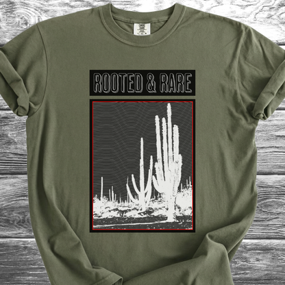 Cactus Rooted & Rare Graphic Black TShirt