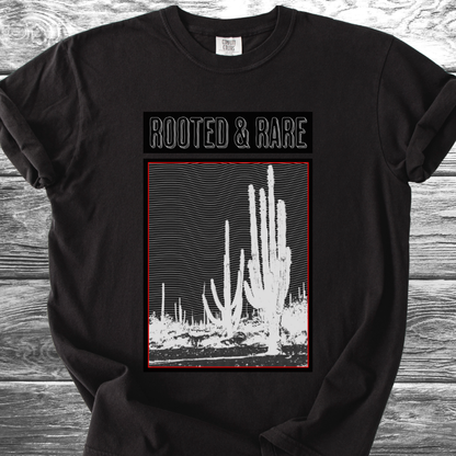 Cactus Rooted & Rare Graphic Black TShirt