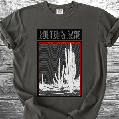 Cactus Rooted & Rare Graphic Black TShirt