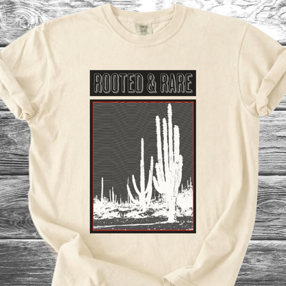 Cactus Rooted & Rare Graphic Black TShirt