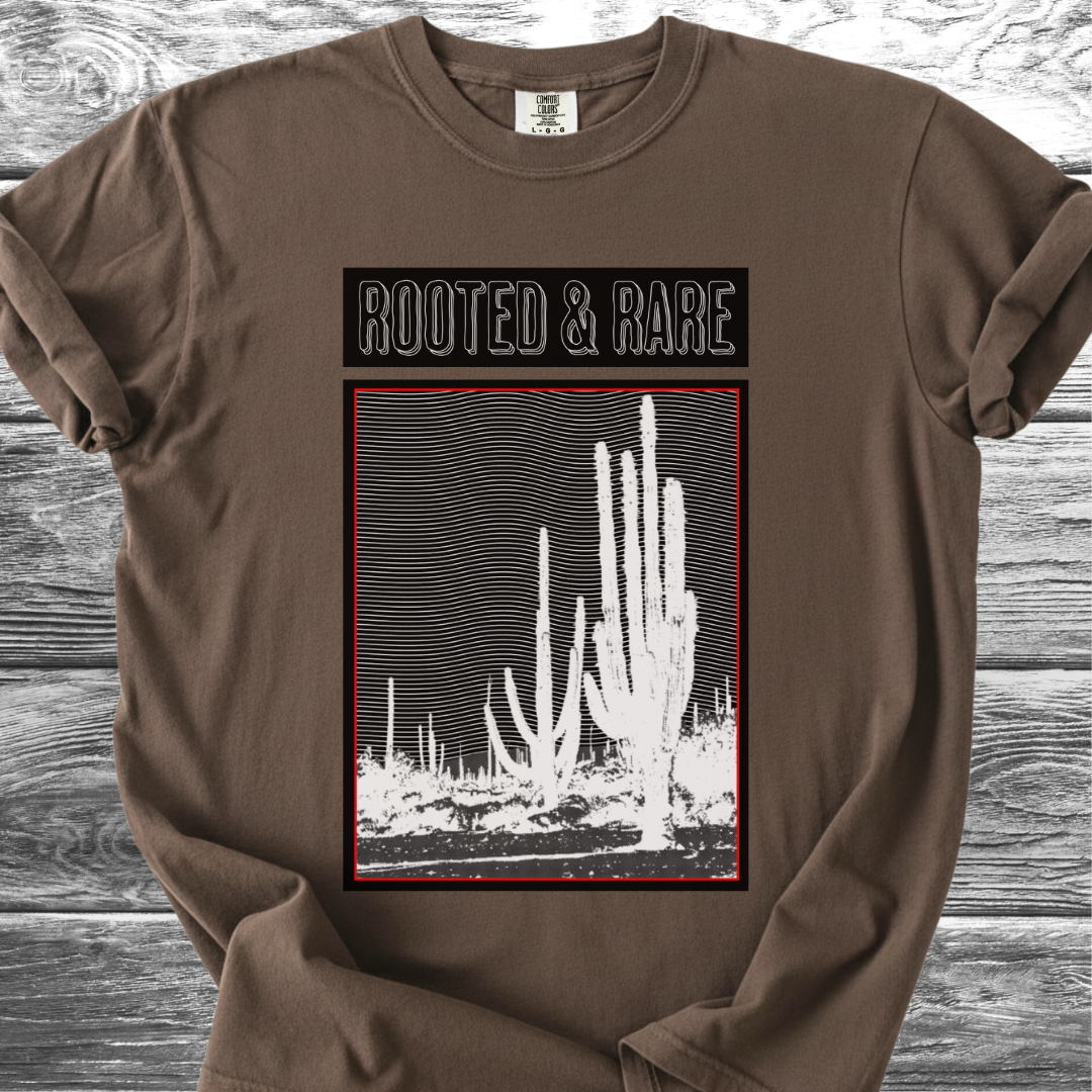 Cactus Rooted & Rare Graphic Black TShirt