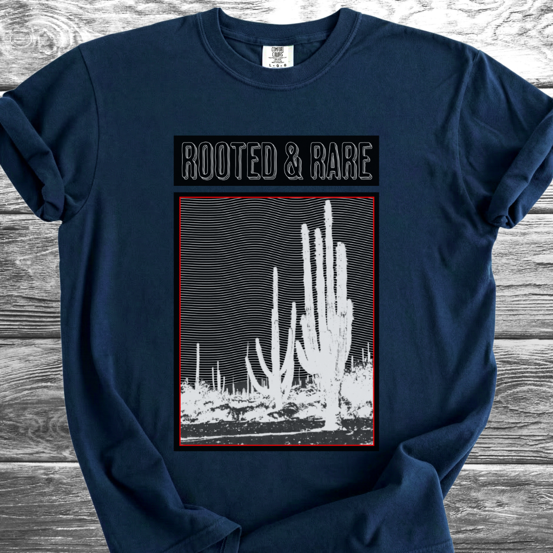Cactus Rooted & Rare Graphic Black TShirt