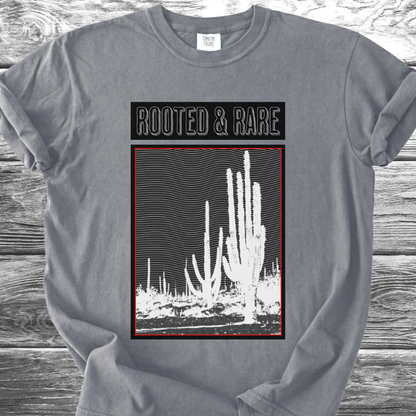 Cactus Rooted & Rare Graphic Black TShirt