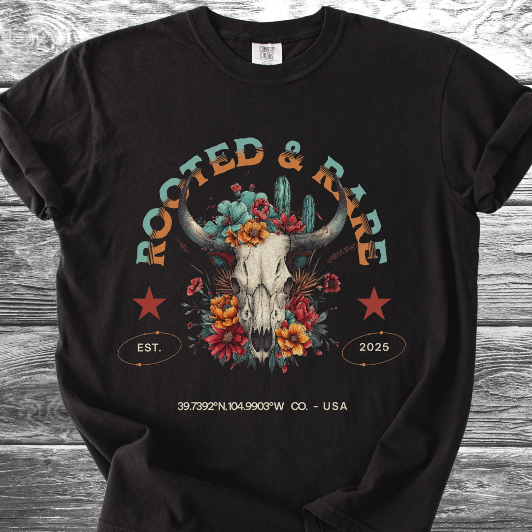 Rooted & Rare Bull Skull TShirt