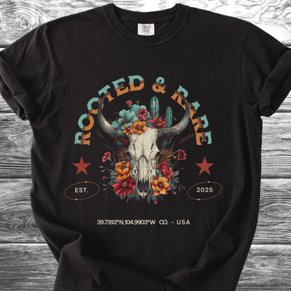 Rooted & Rare Bull Skull TShirt