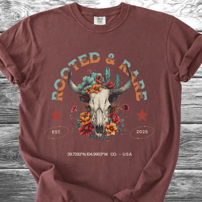 Rooted & Rare Bull Skull TShirt