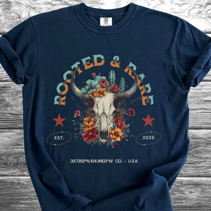 Rooted & Rare Bull Skull TShirt