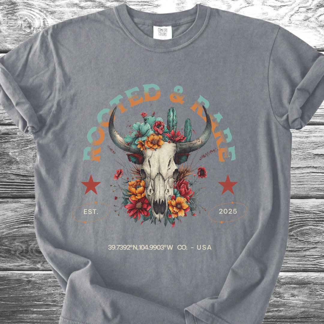 Rooted & Rare Bull Skull TShirt
