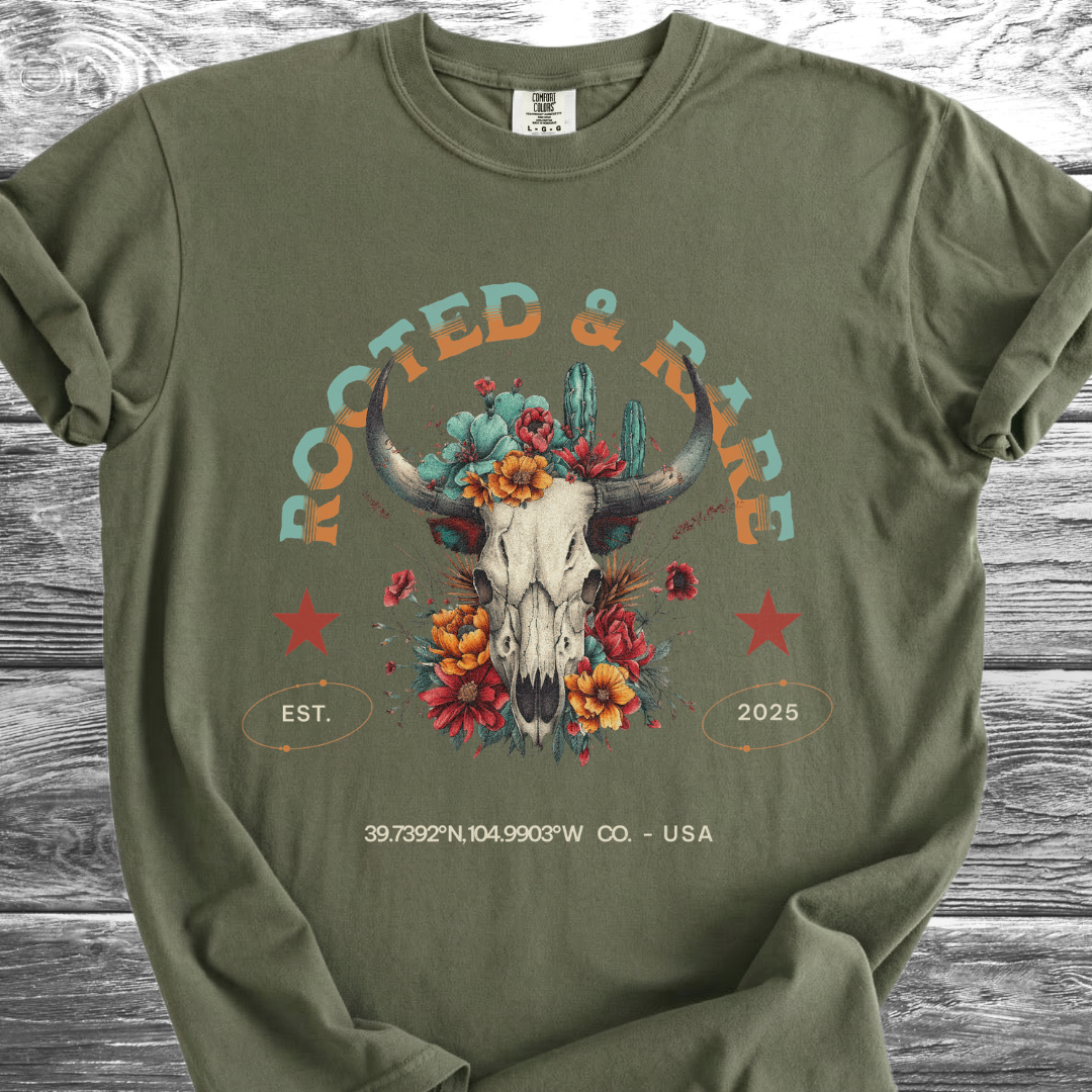 Rooted & Rare Bull Skull TShirt