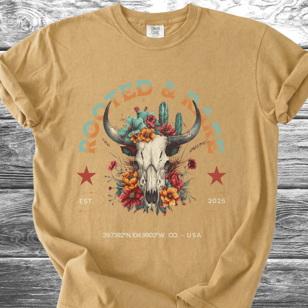 Rooted & Rare Bull Skull TShirt