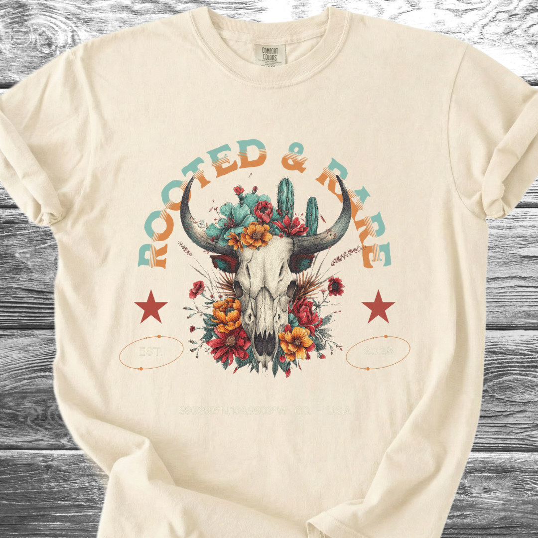 Rooted & Rare Bull Skull TShirt