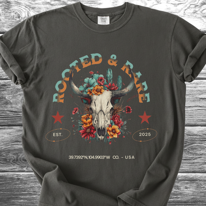 Rooted & Rare Bull Skull TShirt