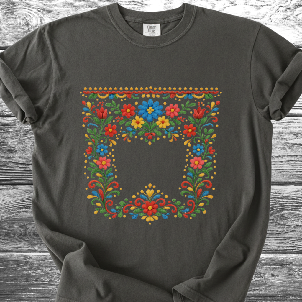 Floral PRINTED "Embroidery Style" TShirt
