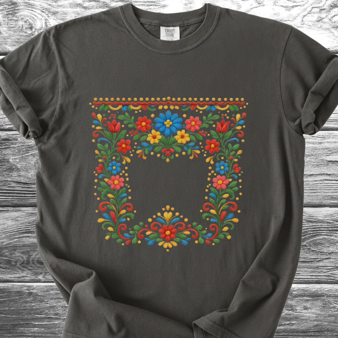 Floral PRINTED "Embroidery Style" TShirt