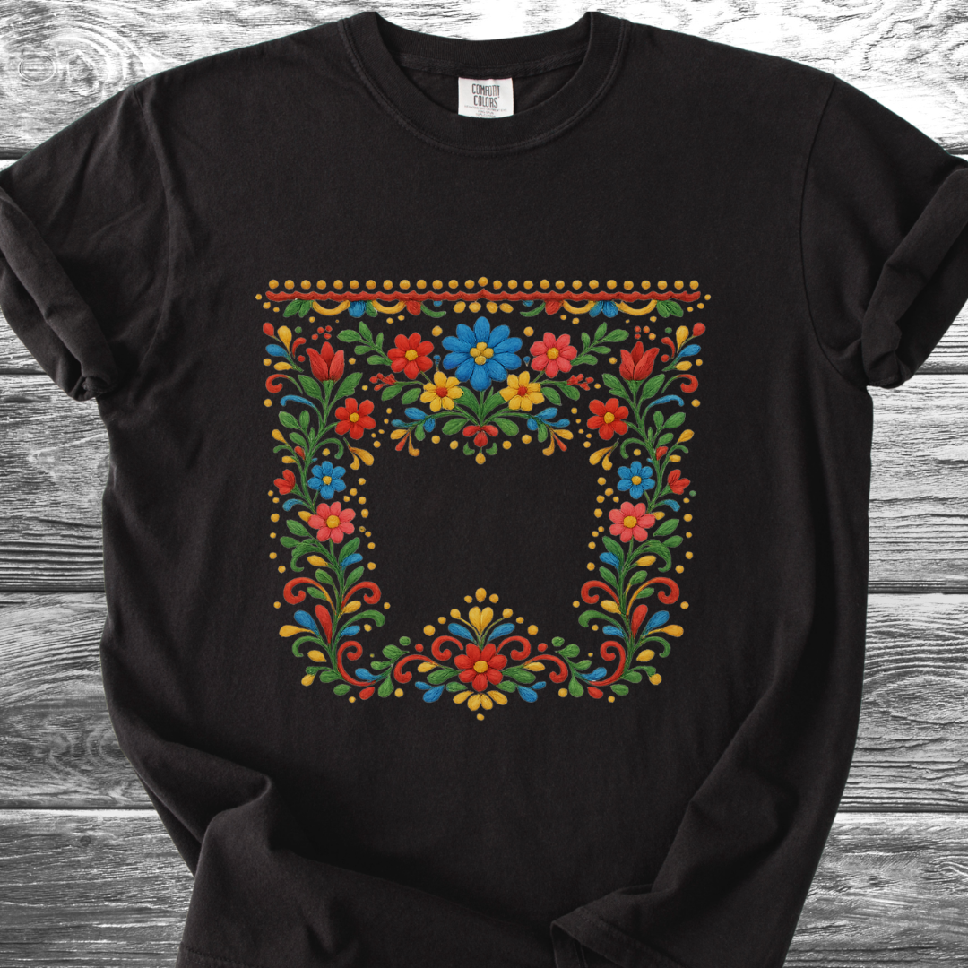 Floral PRINTED "Embroidery Style" TShirt