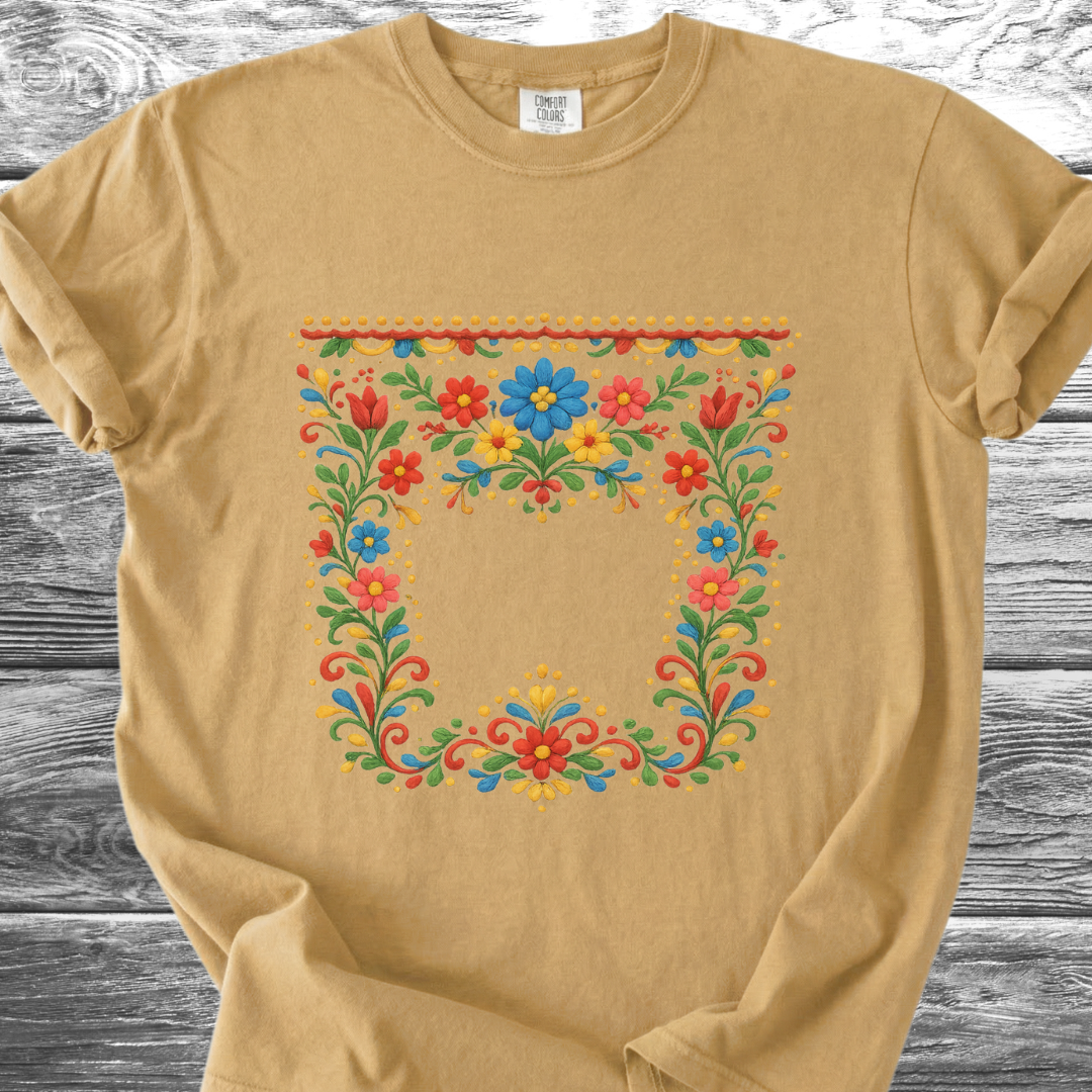 Floral PRINTED "Embroidery Style" TShirt