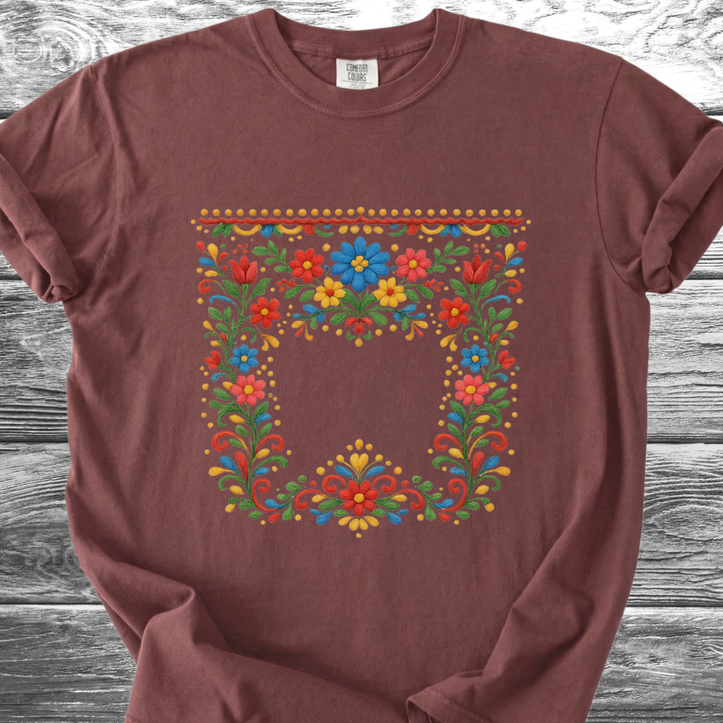 Floral PRINTED "Embroidery Style" TShirt