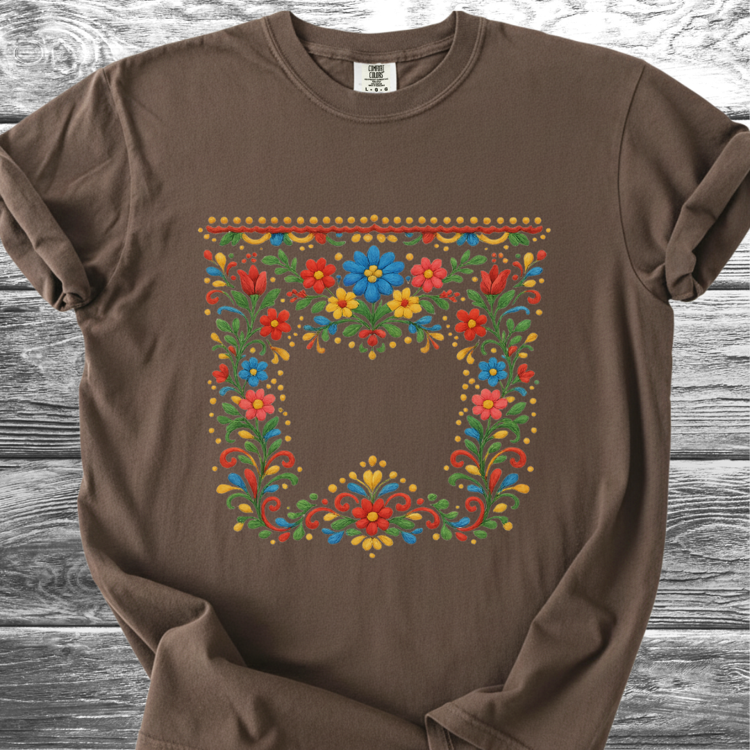 Floral PRINTED "Embroidery Style" TShirt