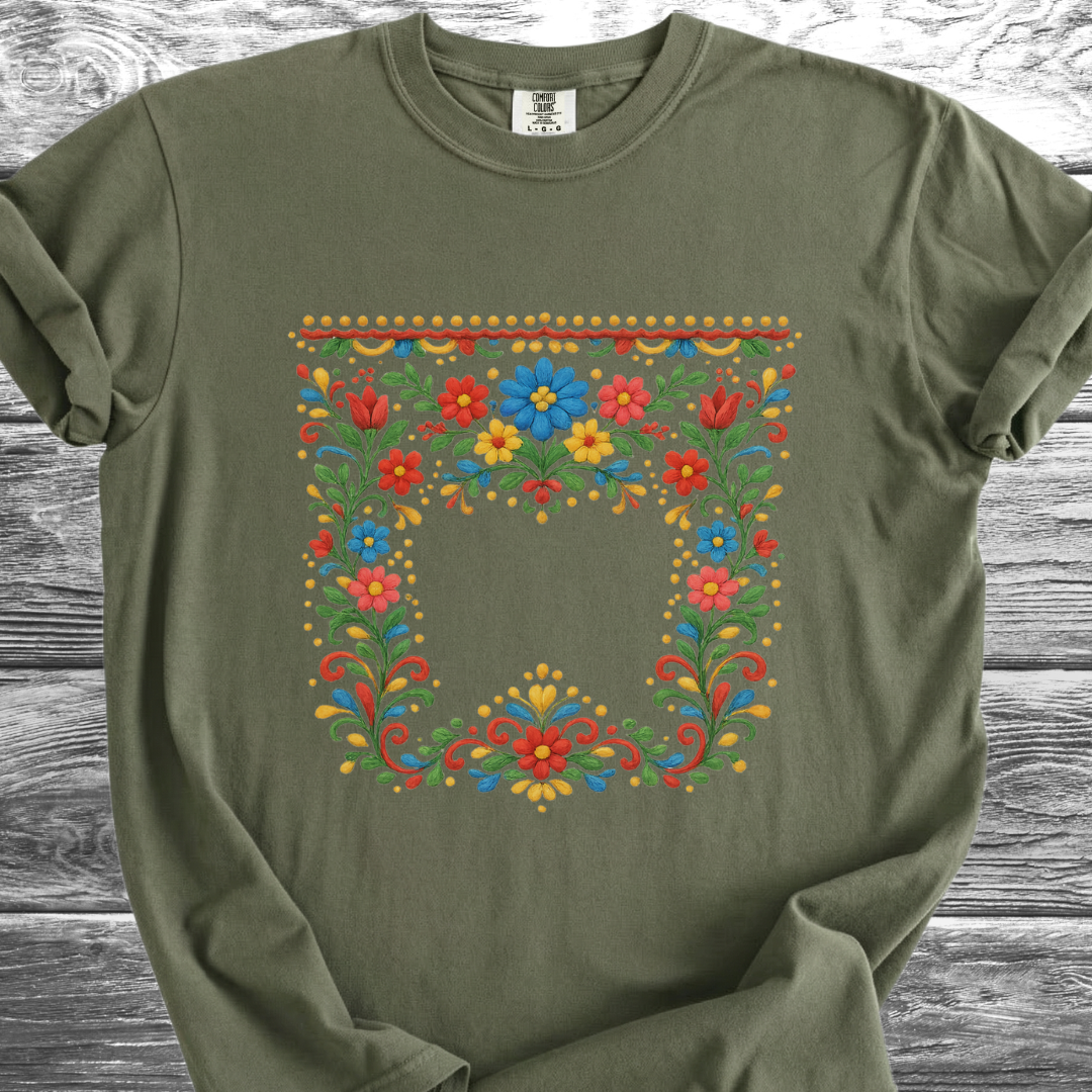 Floral PRINTED "Embroidery Style" TShirt