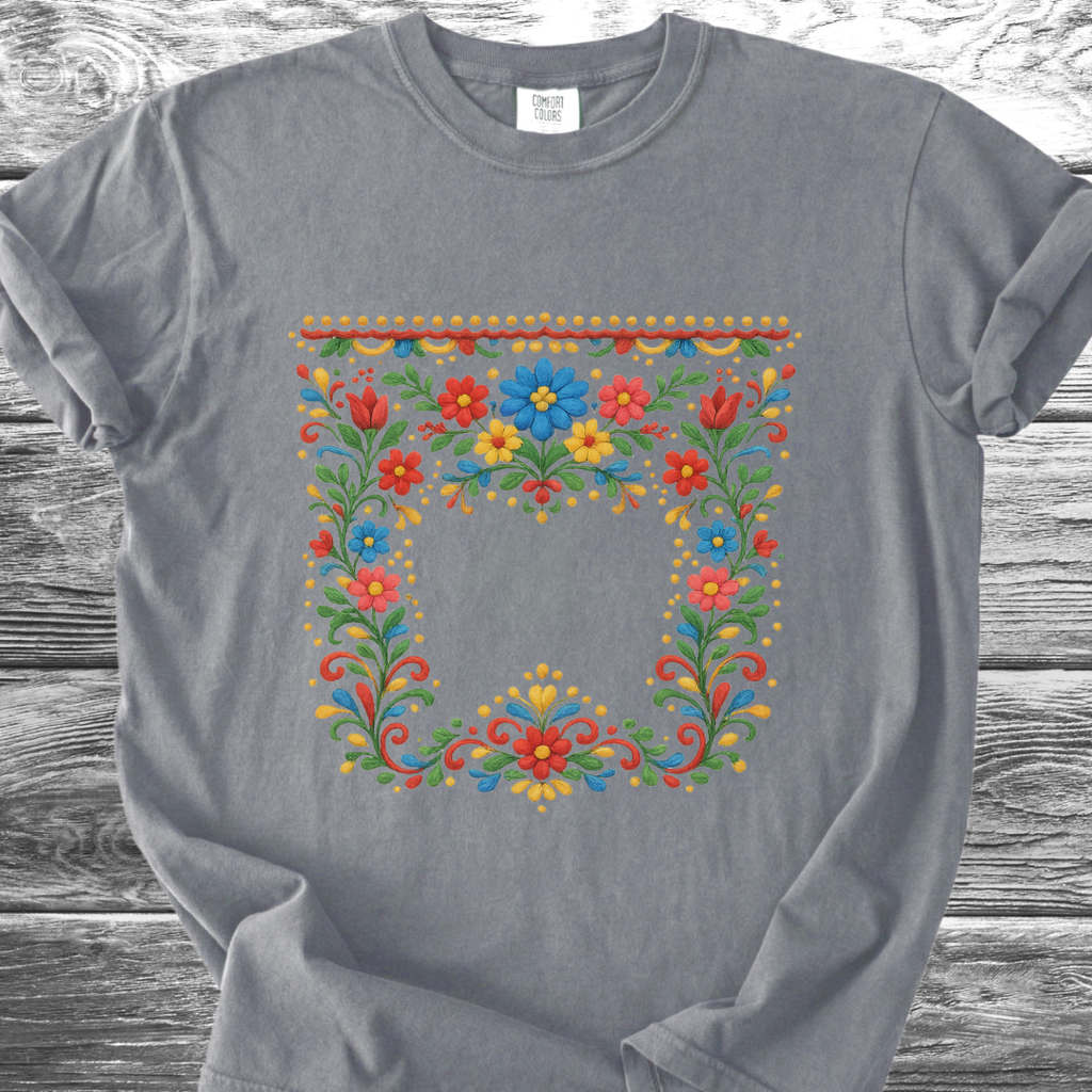 Floral PRINTED "Embroidery Style" TShirt